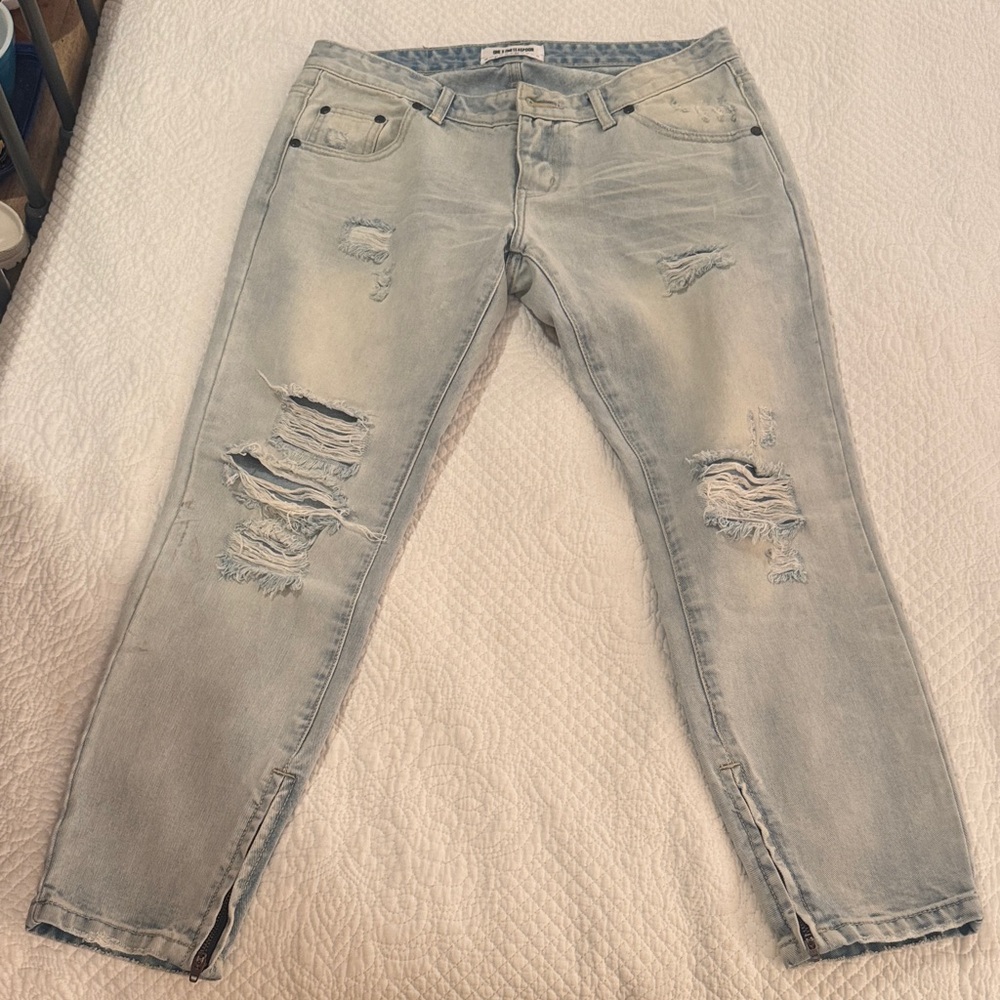One Teaspoon Light Blue Denim Ankle Jeans